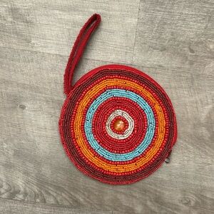 Round Beaded Small Wristlet
